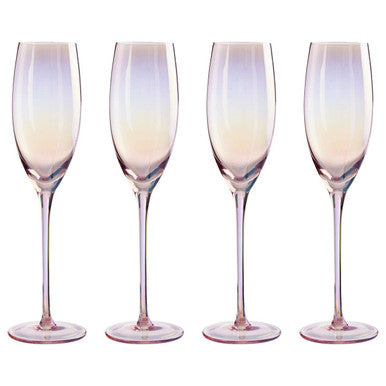 Set of 4 Champagne Glasses | Frosted Deco