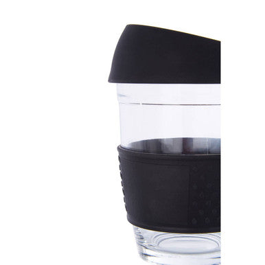 Glass Mug with Black Silicone Band Lid | Mimo