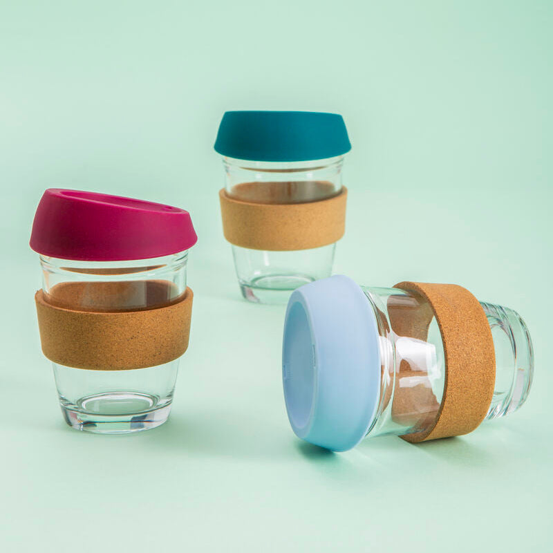 Glass Mug with Dark Green Silicone Lid | Mimo
