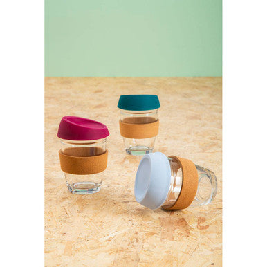 Glass Mug with Dark Green Silicone Lid | Mimo