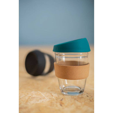 Glass Mug with Dark Green Silicone Lid | Mimo