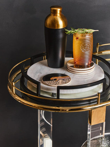 Set of Four Gold Ribbed Glass Tumblers | Dayla