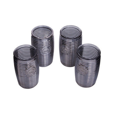Set of Four Grey Ribbed Glass Tumblers | Dayla
