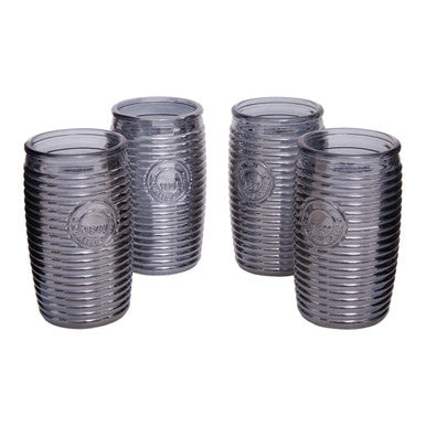 Set of Four Grey Ribbed Glass Tumblers | Dayla