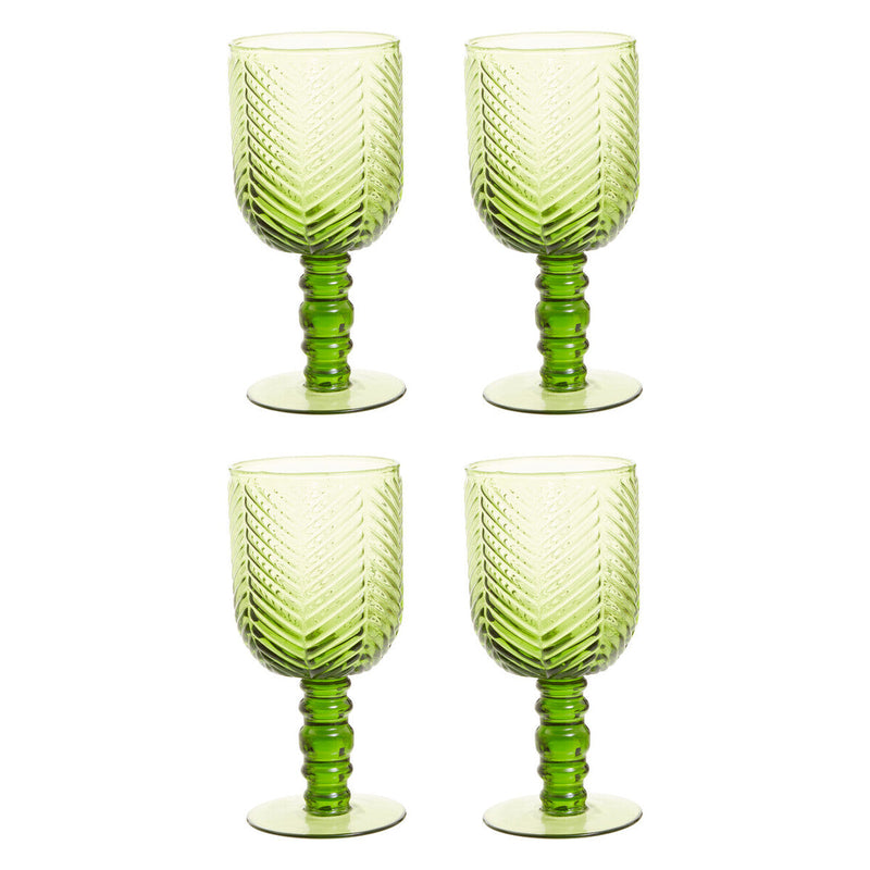 Set of Four Green Wine Glasses | Fleur