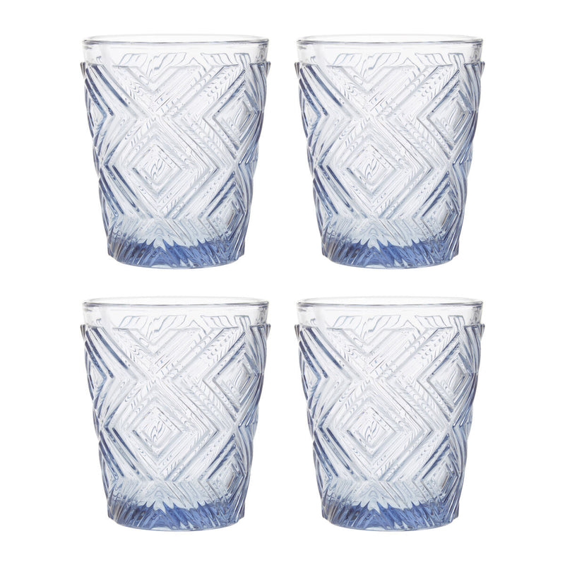 Set of Four Embossed Blue Tumblers | Fleur