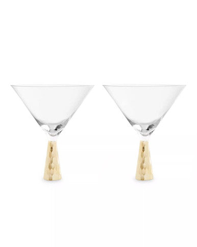 Set of Two Cocktail Glasses with Gold Finish Stem | Astrid