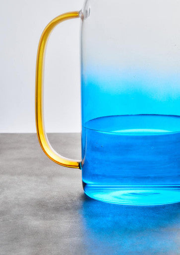 Glass Ombre Blue Pitcher and Cup Set | Noa