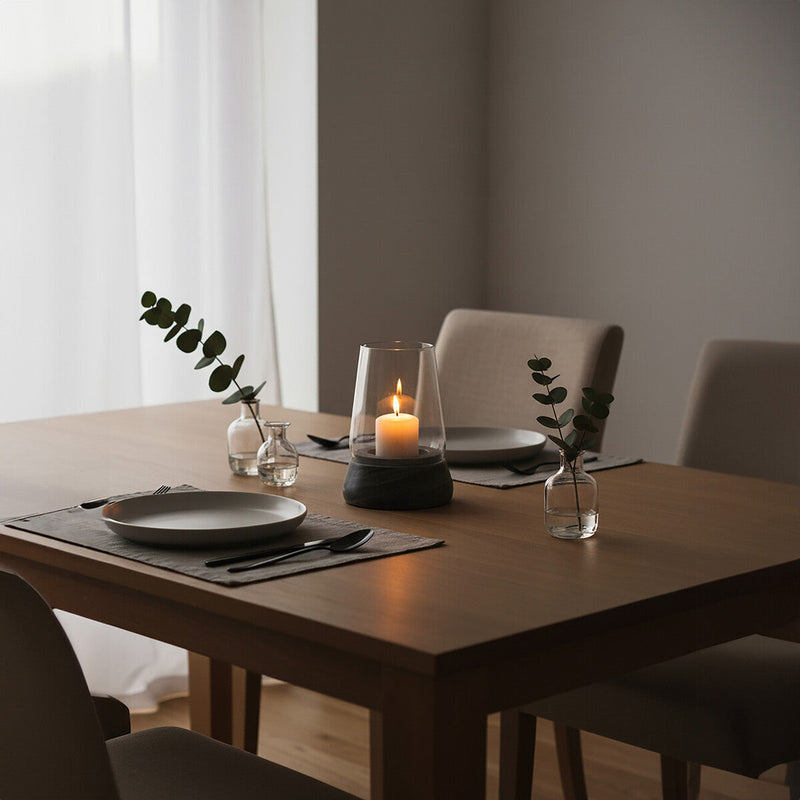 Complements Grey Marble and Glass Candle Holder | Kira