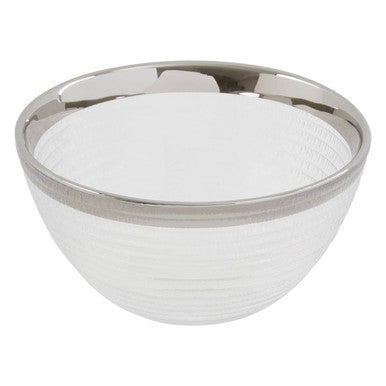 Embossed Glass Bowl with Silver Rim | Ida