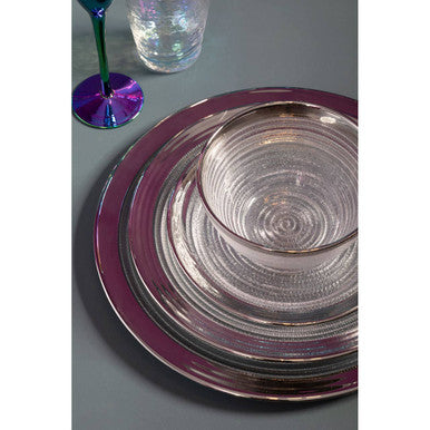 Embossed Glass Bowl with Silver Rim | Ida