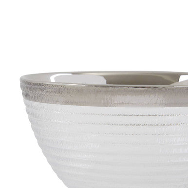 Embossed Glass Bowl with Silver Rim | Ida