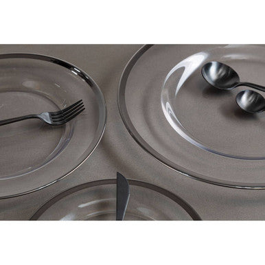 Glass Dinner Plate with Silver Rim | Ida