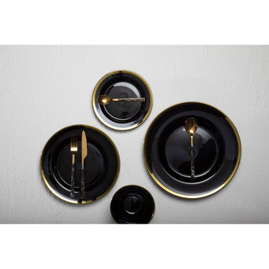Black Glass Side Plate with Gold Rim | Ida