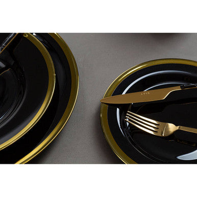 Black Glass Side Plate with Gold Rim | Ida