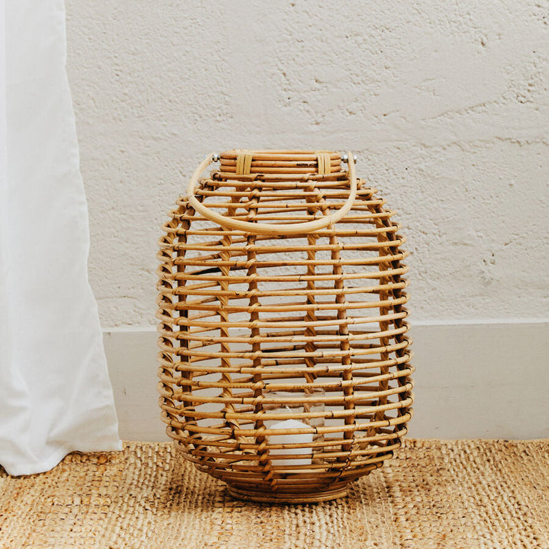 Tall Natural Rattan Lantern | Mataram