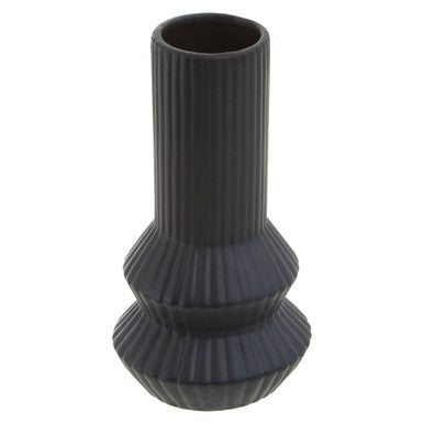 Black Ribbed Vase | Fabia