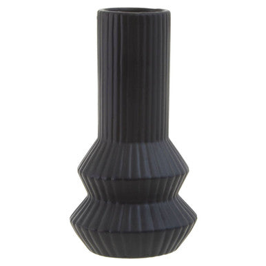Black Ribbed Vase | Fabia