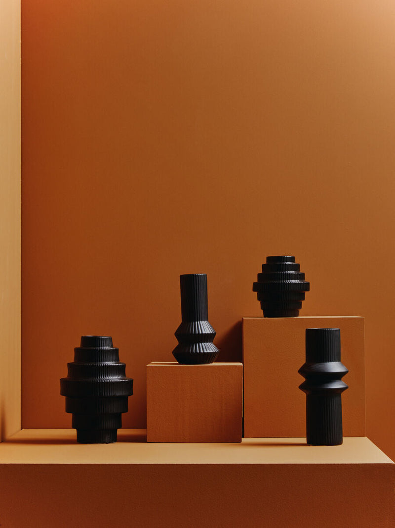 Black Small Step Design Vase | Fabia