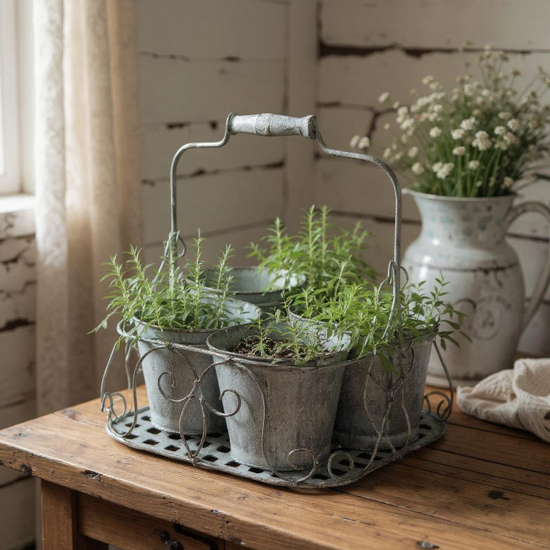 WHITE 4 POT PLANTER