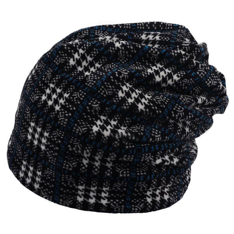 Double-layer Short-pile Bonnet With Multi-colored Plaid Pattern
