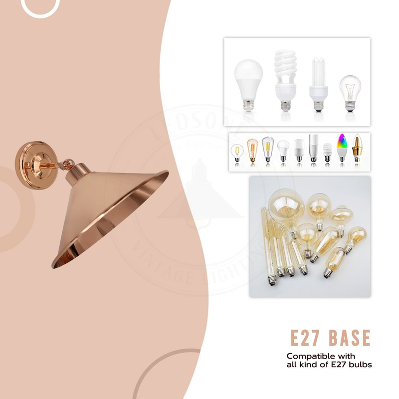 Rose Gold Retro Metal Lamp Electroplated Finish E27 lamp