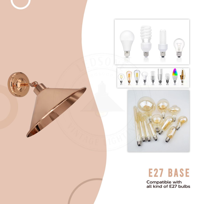 Rose Gold Retro Metal Lamp Electroplated Finish E27 lamp