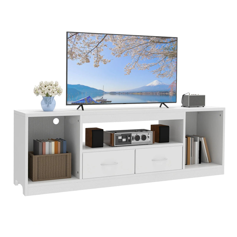 148cm White TV Stand for 65 Inch TV with Doors & Adjustable Shelves Home Table
