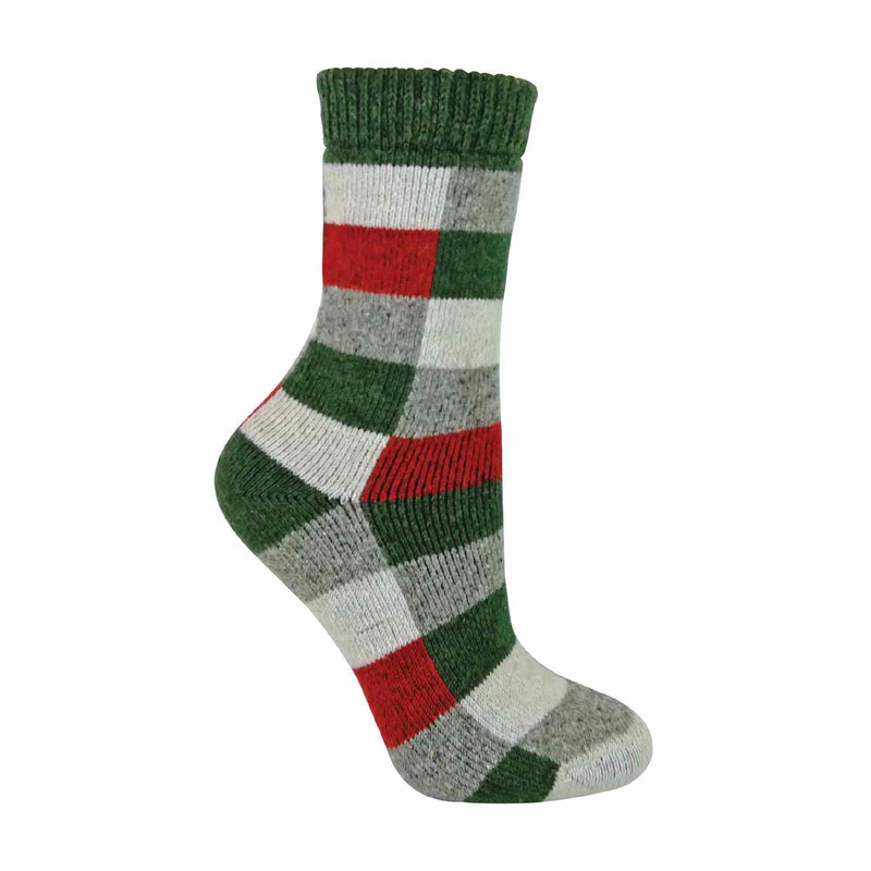 1 Pack Ladies Checkered Patterned Wool Blend Socks
