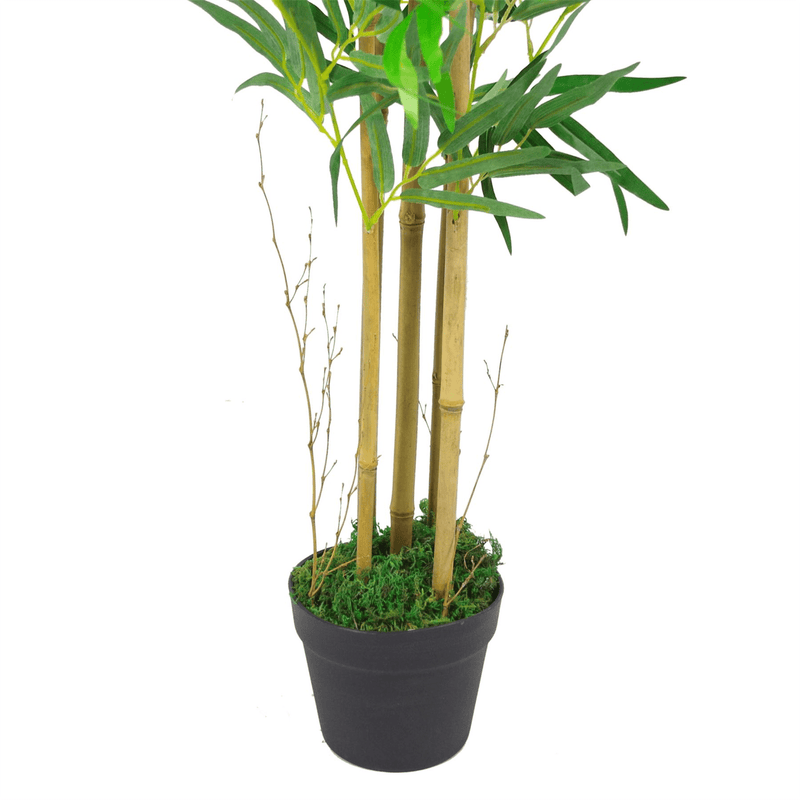 150cm (5ft) Natural Look Artificial Bamboo Plants Trees - XL with Gold Metal Planter - InStock