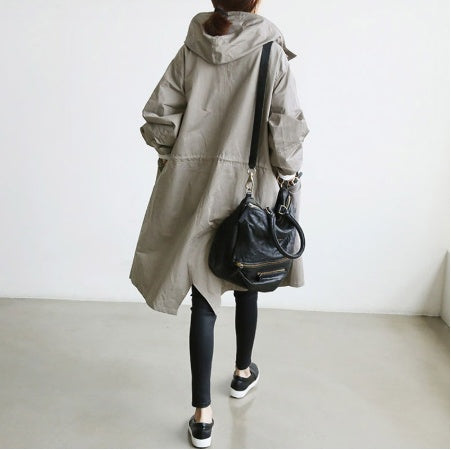 Korean Loose Solid Color British Trench Coat
