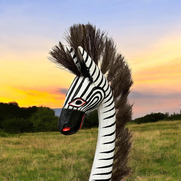 1.2M HAND CARVED WOODEN ZEBRA