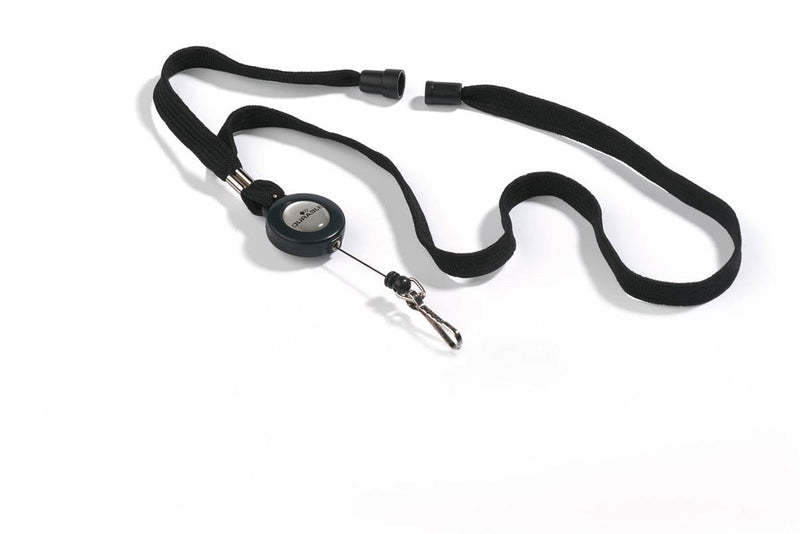 Durable Soft Breakaway Lanyard with Retractable Badge Reel | 10 Pack | Black