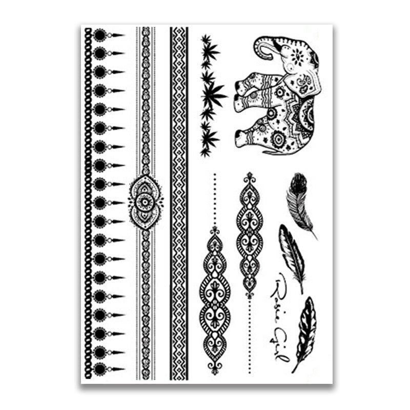 Black lace waterproof tattoo stickers