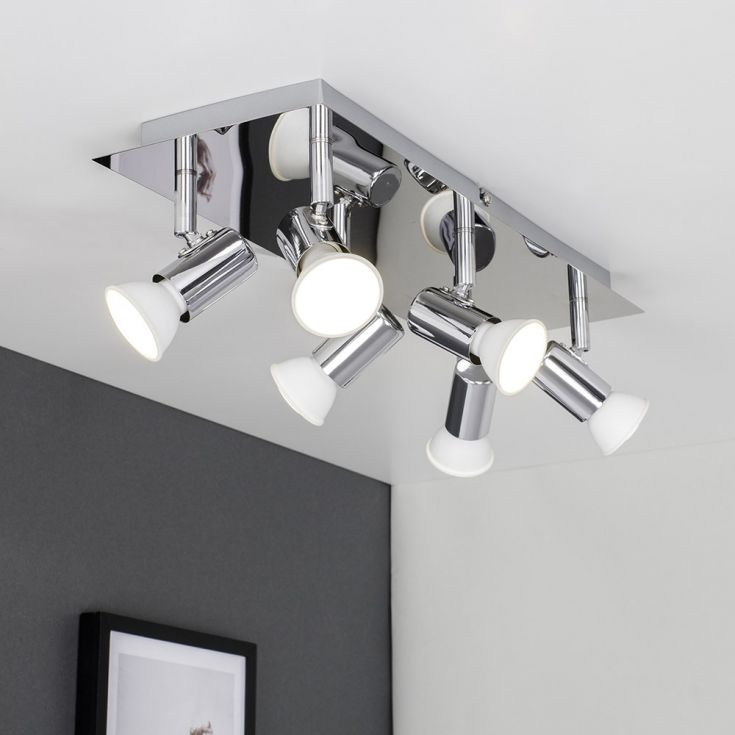 Chrome Rectangular Spotlights 6 Way LED