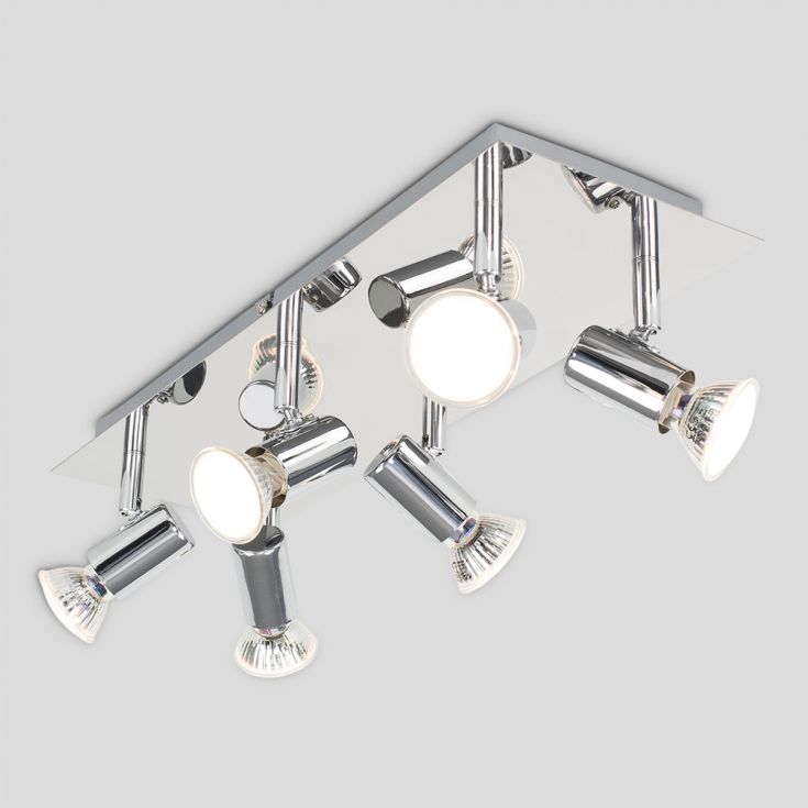 Chrome Rectangular Spotlights 6 Way LED