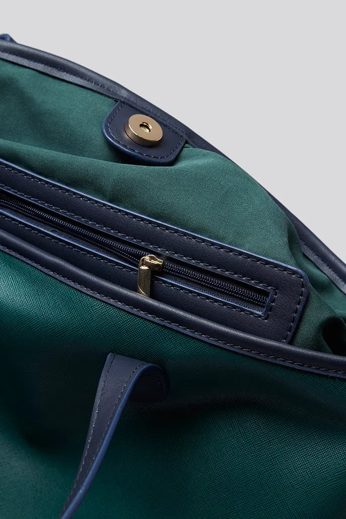 Amelia Contrast Strap Tote Bag - Green