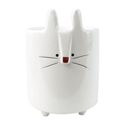 15cm Ceramic White Rabbit Pen Pot Holder - InStock