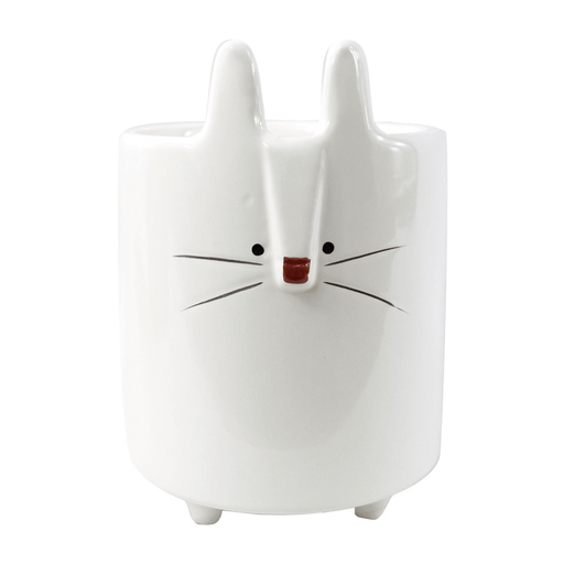 15cm Ceramic White Rabbit Pen Pot Holder - InStock