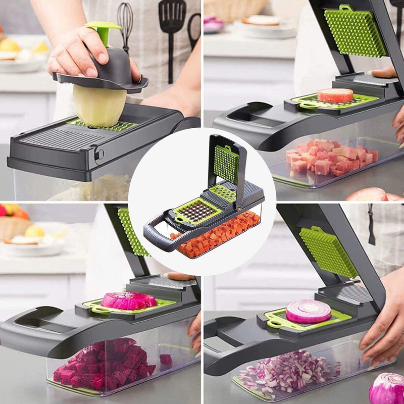 16-in-1 Vegetable Chopper Slicer Dicer Grater Kitchen Tool Set Fruit Cutting Gadget