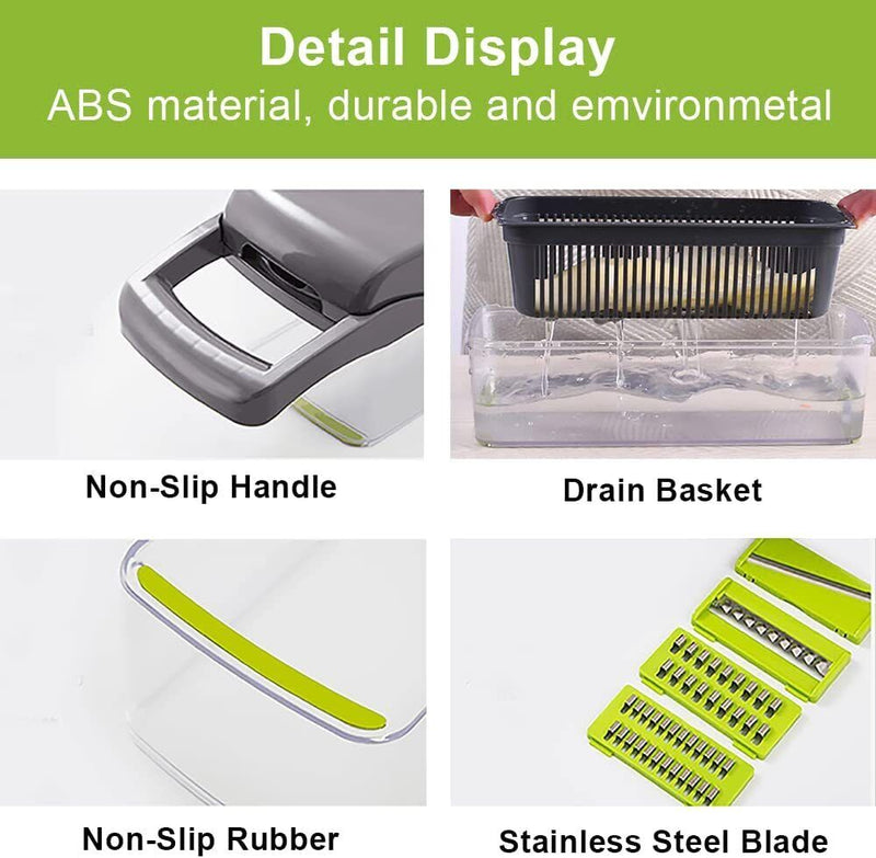 16-in-1 Vegetable Chopper Slicer Dicer Grater Kitchen Tool Set Fruit Cutting Gadget