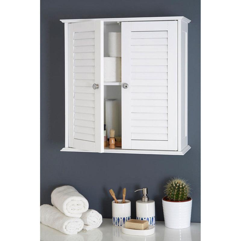 White Wood 2 Door Wall Cabinet | Shutter