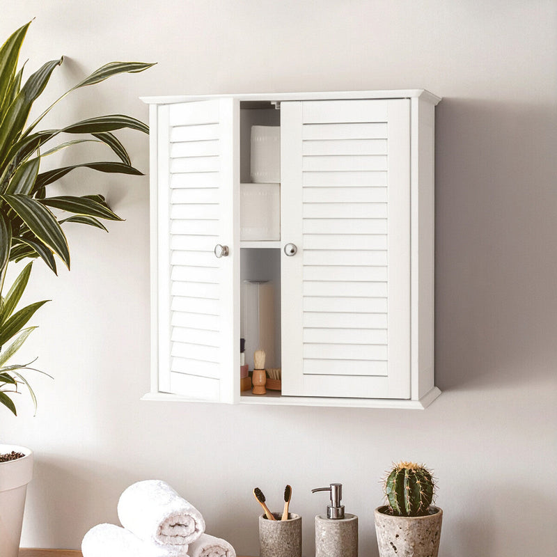 White Wood 2 Door Wall Cabinet | Shutter