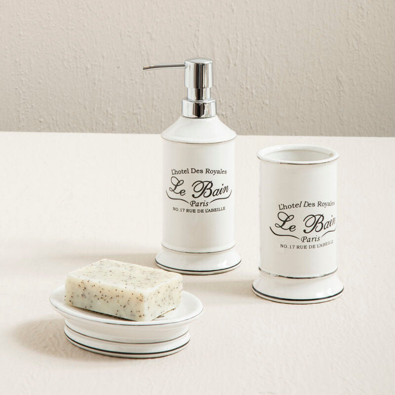 White Ceramic Lotion Dispenser | Le Bain
