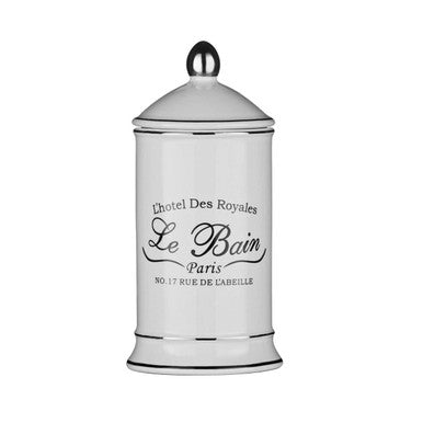 White Ceramic Cotton Bud Storage Jar | Le Bain