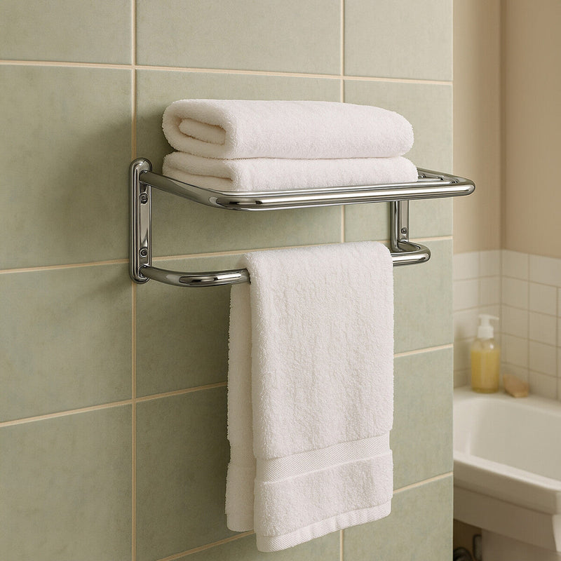 Chrome Finish Wall Mountable Towel Shelf | Dara