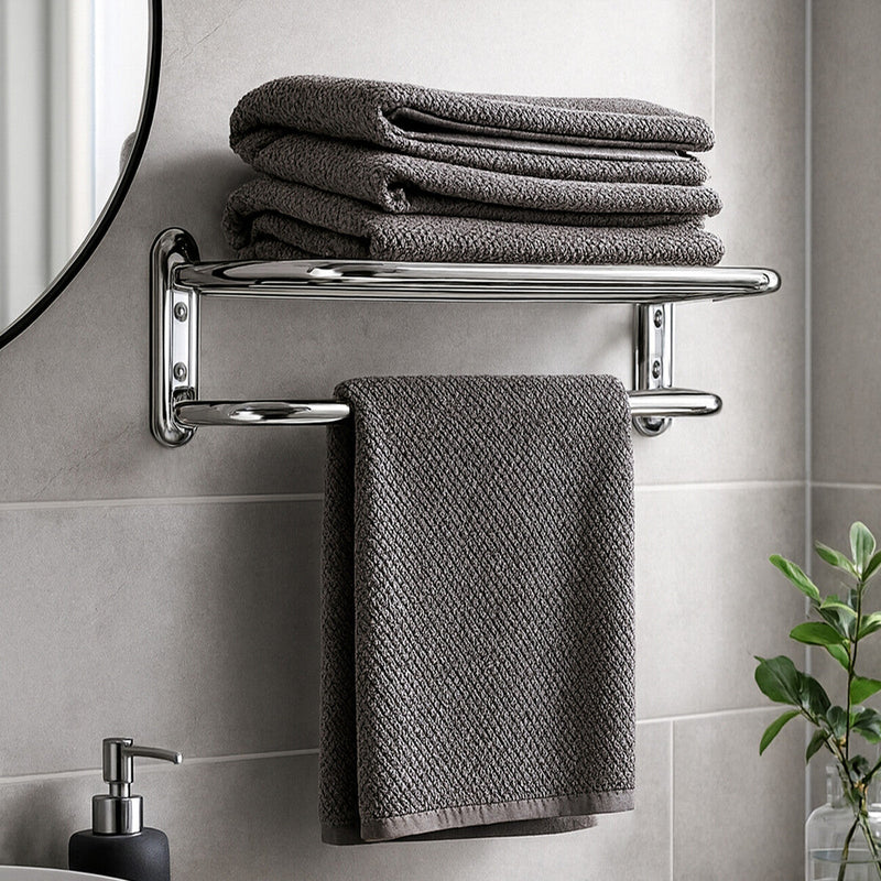Chrome Finish Wall Mountable Towel Shelf | Dara