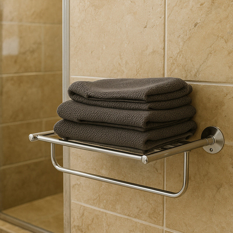 Wall Mountable Chrome Towel Shelf | Dara