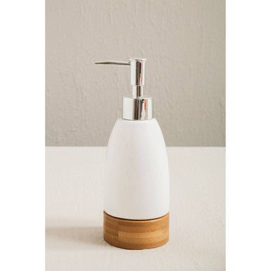 White Ceramic and Bamboo 3 Piece Bathroom Set | Earth