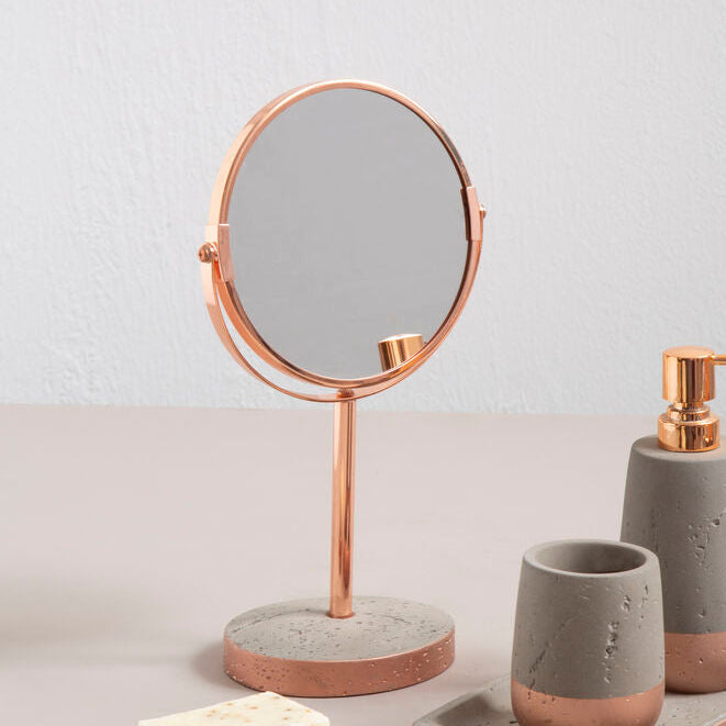 Copper Finish Round Swivel Bathroom Mirror | Neptune